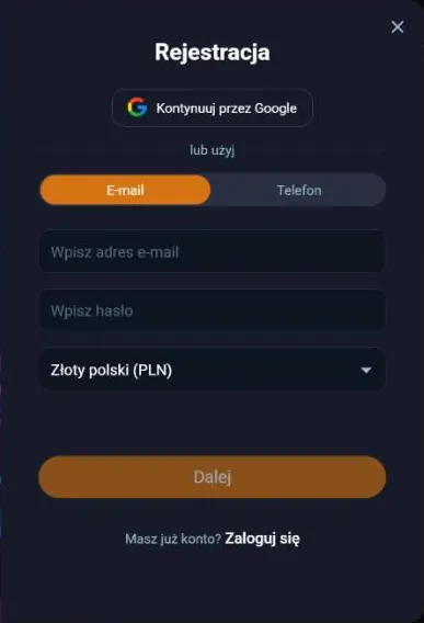 Formularz rejestracji w Vox Casino: Google, e-mail lub telefon, hasło i waluta PLN Formularz rejestracji w Vox Casino: Google, e-mail lub telefon, hasło i waluta PLN